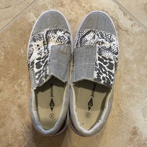 Slip on shoes, size 8 (but fit like 8.5…run large), camo and animal print